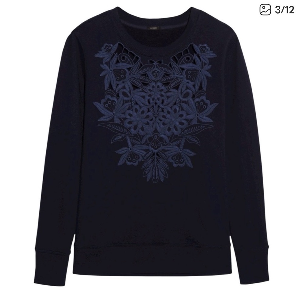 J. Crew Navy Cotton  Lace Sweatshirt